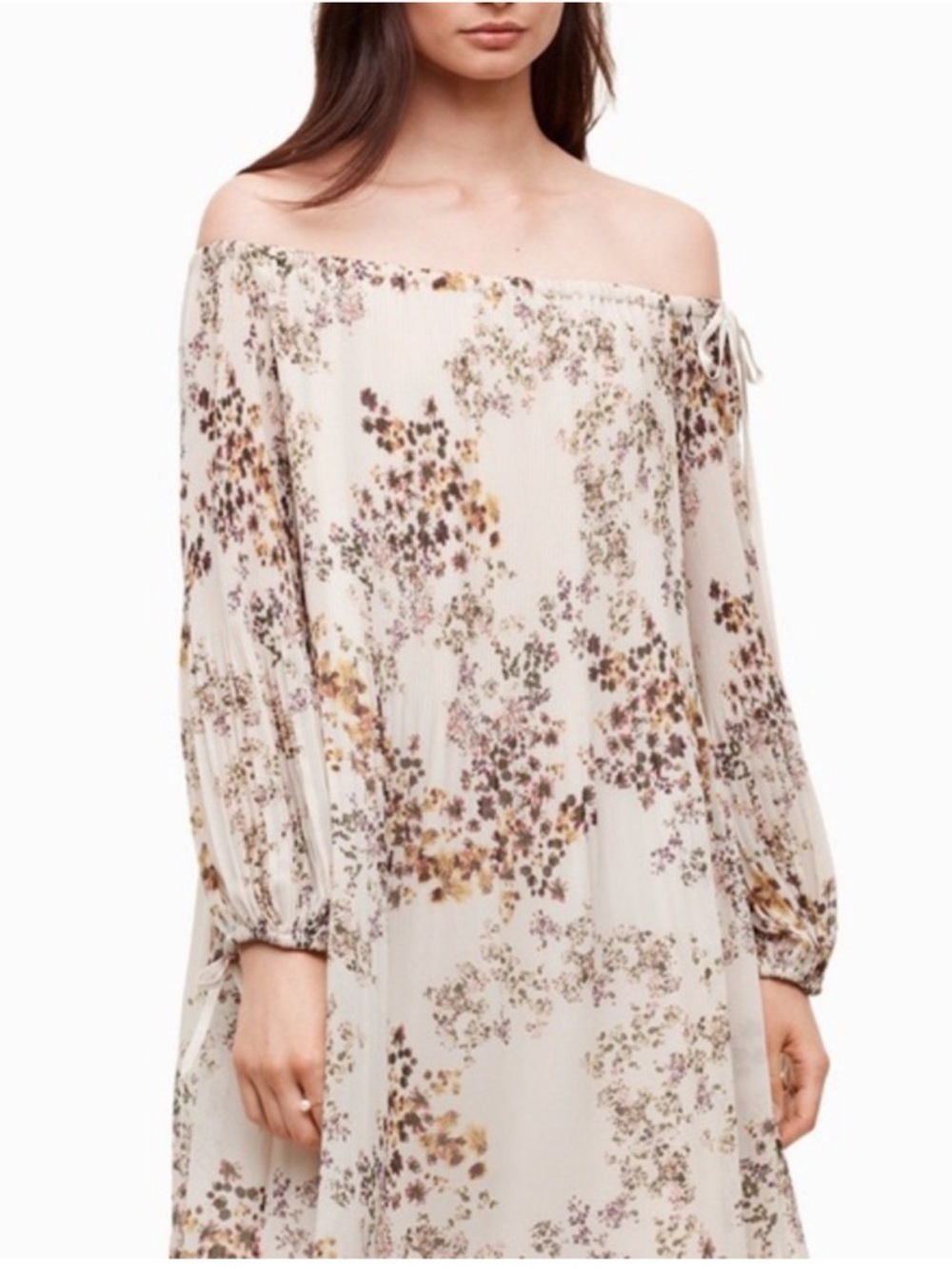 Wilfred Raison Off Shoulder Floral Short Casual Dress SZ SM